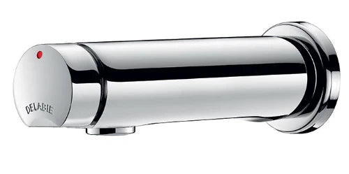 Delabie Temposoft robinet murale 2 1/2 chromé bouton poussoir,temporisé,durée 15sec,3l/min déb.