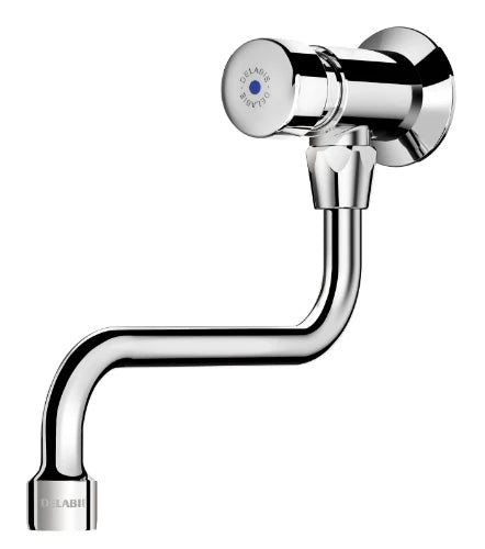ROBINET DE SERVICE MURAL DELABIE TEMPOSTOP 1/2 M chromé temporise bec mobile 150 mm