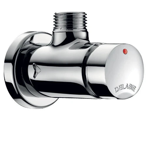 ROBINET TUB DE DOUCHE DELABIE TEMPOSTOP 1/2 débit réglable mural,robinet équerre, 25 sec