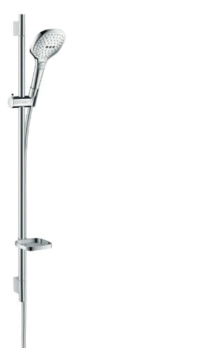 Hansgrohe Select E 120 90CM ! set de douche chromé Unica'sPuro EcoSmart 3jet a/barre de douche, porte savon et flex 160cm