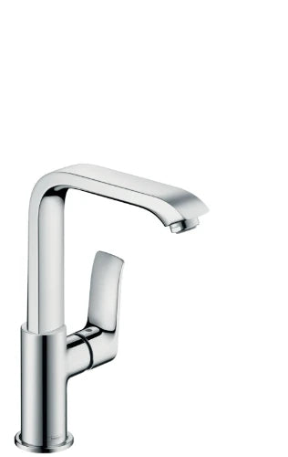 Hansgrohe Metris E² mitigeur lavabo bec pivotant chromé avec vidage, bec rehaussé