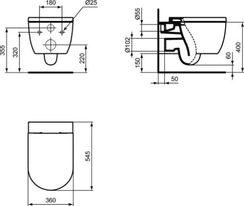 Ideal Standard Blend Curve cuvette suspendue AquaBtiroir® avec fixations cachées - Silk white