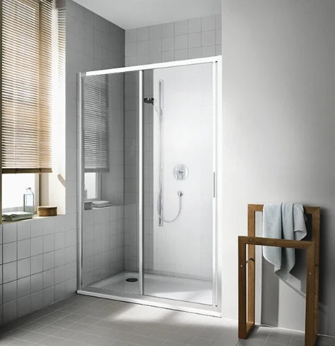 Kermi Cada XS G2L porte coulissante 1200 x 2000 mm - réglage 1160-1210 mm - SIHG ESG clair clean 2 parties avec partie fixe gauche - profilé: argent poli