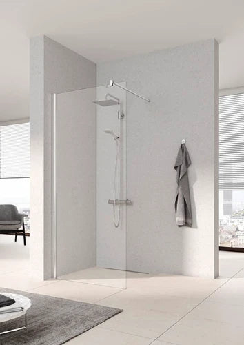 KERMI Pega douchewand m traverse 890-915x2000mm Zilver hoogglans/helder glas