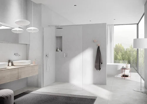 Kermi Walk-In XC WIO Walk-in paroi de douche 1400 x 2000 mm - reglable de 1380-1390 mm - SIMG ESG transparante- profil chromé mat