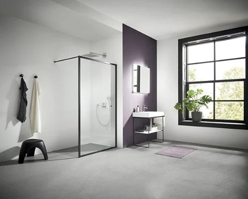 Kermi Walk-In XD WW4 Walk-in paroi de douche 1600 x 2000 mm - reglable de 1580-1600 mm - SWS ESG transparante Clean - profil noir soft