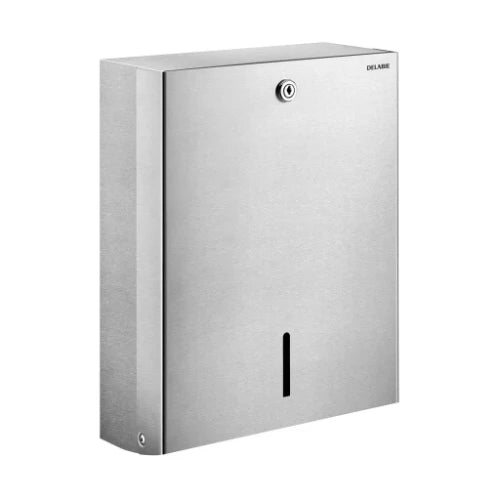 DISTRIBUTEUR PAPIER 275 - 360 o 120 ! inox 304 inox poli a.serrure et clé standard delabie-500feuilles