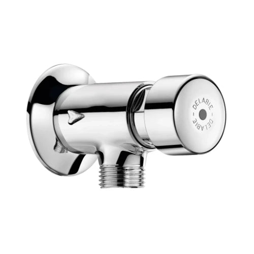 ROBINET URINOIR DELABIE TEMPOSTOP 1/2 M X 1/2 M apparent-equerre-temporise+rosace+bouton