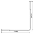 BARRE DE DOUCHE ANGULAIRE 70-90 - 20MM X 16MM inox inox 304 . porte rideaux d'angle réglable