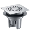 DELABIE Siphon sol dur 150x150 - H. régl. sortie intégrée Ø40