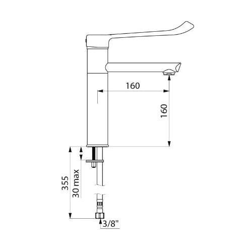 MELANGEUR DE LAVABO MONO-COMMANDE DELABIE SECURITHERM chromé levier PMR 215mm mitigeur à équilibrage de pression-corp int.lisse