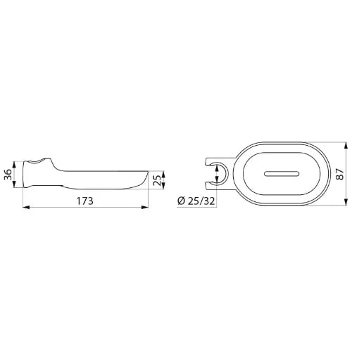 DELABIE Porte-savon coulissant clipsable Nylon blanc pr barre Ø25+32