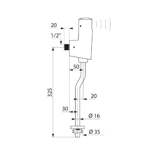 DELABIE Kit TEMPOMATIC 4 urinoir M1/2" équerre pile 6V écart. 30