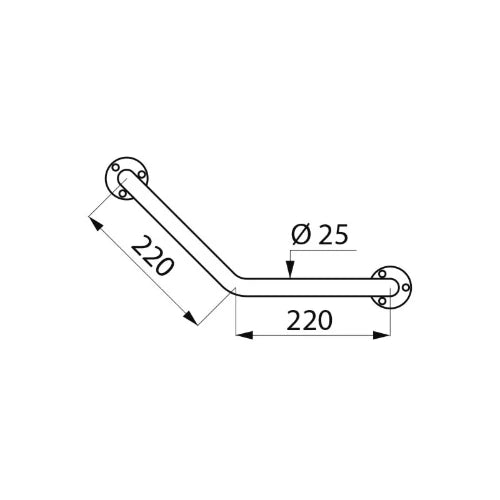 DELABIE Barre à 135° ECO Ø25 220x220 Inox poli brillant