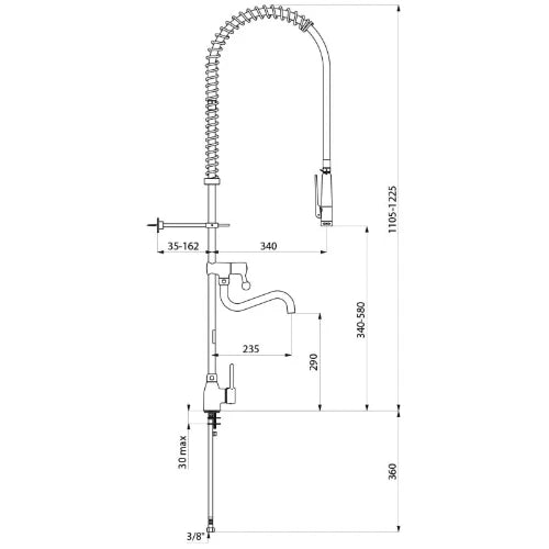 DELABIE Comb. prélvg noir av mitigeur + dchette 433010, rob. puisage