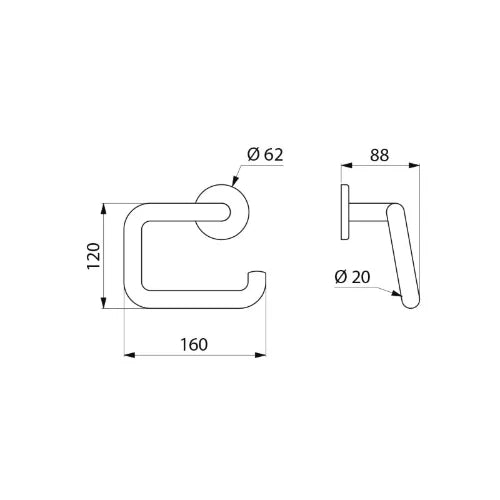 PORTE PAPIER 160 - 120 ! 20 MM poli nylon forme U avec fixations invisible