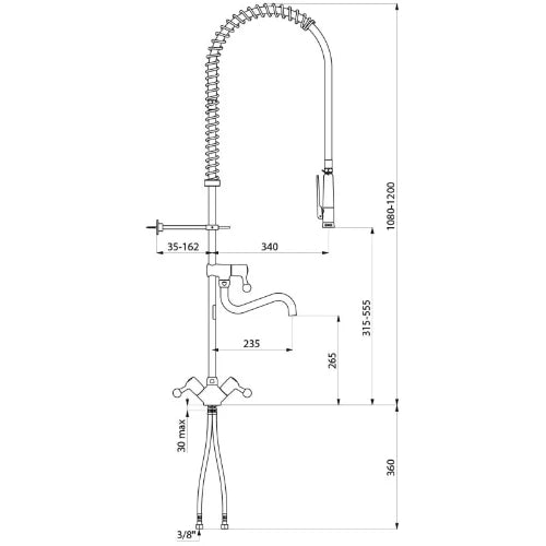 DELABIE Comb. prélvg noir av mélangeur + dchette 433010, rob. puisage