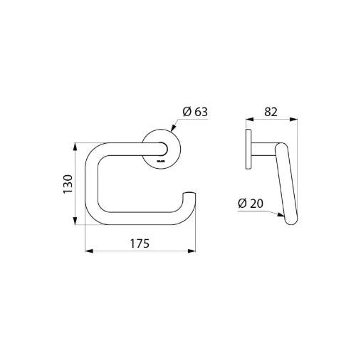 PORTE PAPIER DELABIE 175 - 130 ! 20 MM satine inox forme U fixations invisibles