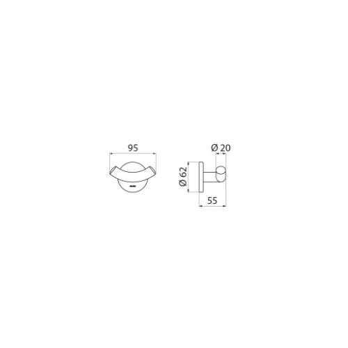 CROCHET MANTEAU DELABIE 95 - 55 o 62 inox . a fixation invisible