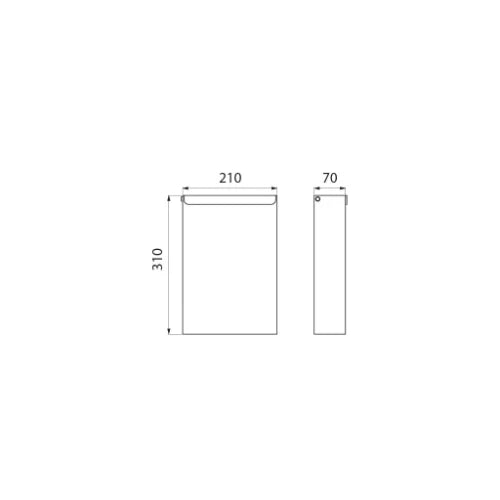 DELABIE Corbeille rectangulaire murale extraplate 4,5L Inox satiné