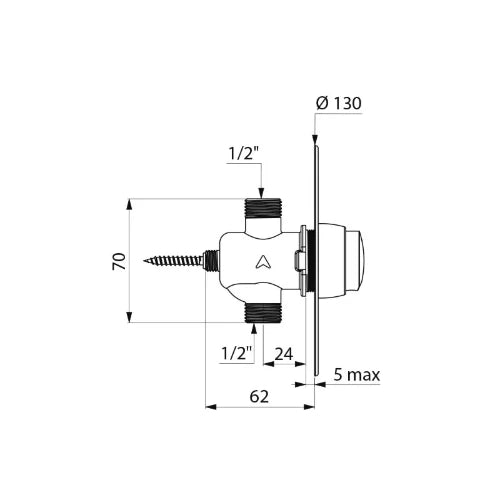 Delabie Temposoft robinet douche 1/2 chrome rosace Ø 130 mm à encastrer,fermeture automatique