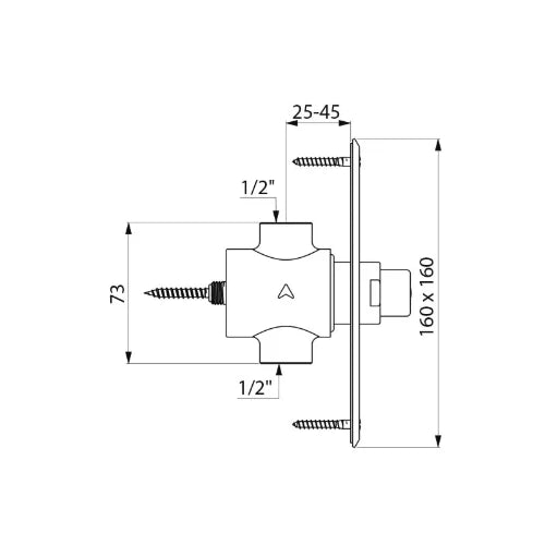 Delabie Tempostop robinet douche 1/2 F temporise - a encastrer - plaque inox