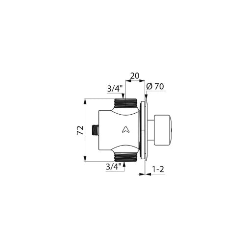 ROBINET TUB DE DOUCHE DELABIE TEMPOSTOP 3/4 M X 3/4 M a encastrer a/rosace (diam.70 mm) dans panneau
