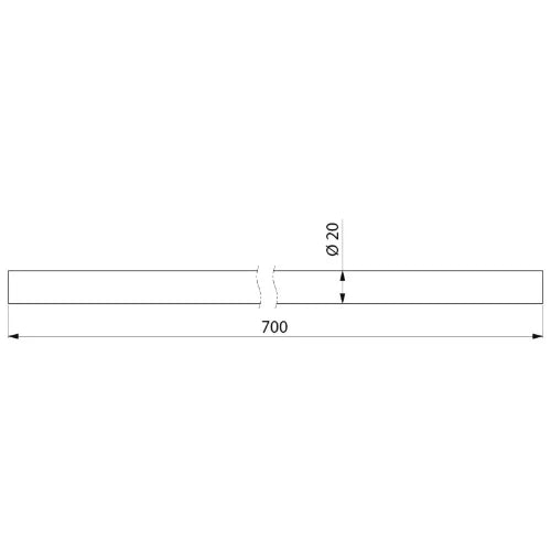 DELABIE Buis Ø20 L.700 RVS gepolijst 700mm rvs gepolijst