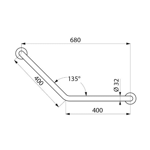 DELABIE RVS greep 135° 400x400 - diam 32mm rvs gesatineerd