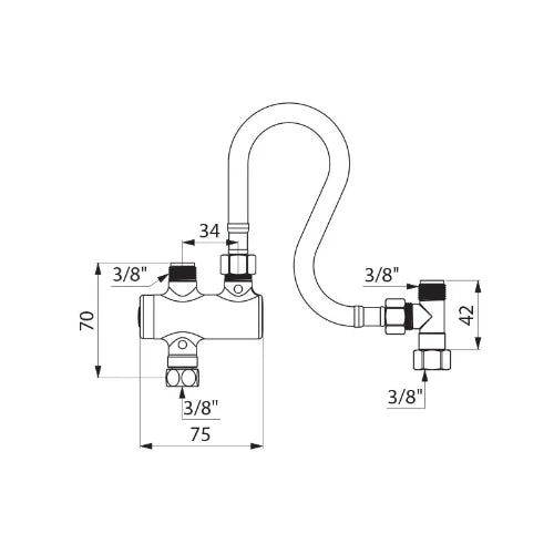 Delabie Premix Nano thermostat 3/8 - chromé - avec kit connexion PEX L.300