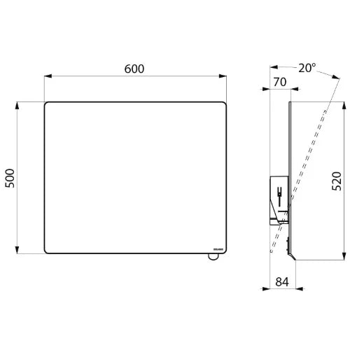 MIROIR BASCULANT 600 - 6 o 500 ! . peut s'incliner jusqu'à 20°