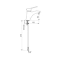DELABIE Mit. lavabo EP H.85 L.135, sans tirette, manette pleine