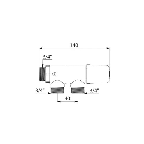 Delabie Premix 3/4 thermostat compact débit 23l/min- 3 bar - ingebouwde clapet anti-retourpen