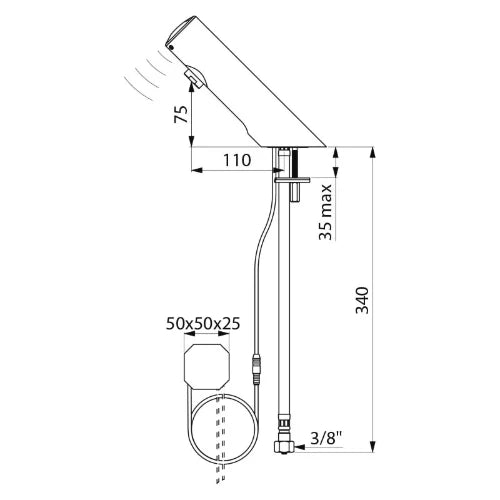 ROBINET DE LAVABO DELABIE TEMPOMATIC 4 alimentation enc. electronique,a/transfo 230/12v,detection de mains