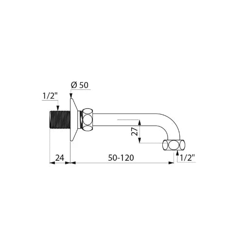 DELABIE Raccord coudé FM1/2" réglable L.50-120