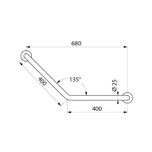 POIGNEE D'APPUI COIN DELABIE 40 - 40 ! CM 25MM MM inox 135° poli (fixation invisible)
