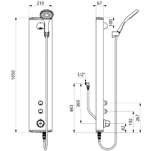 PANNEAU DE DOUCHE DELABIE aluminium +douchette à main panneau de douche thermostatique temporisé