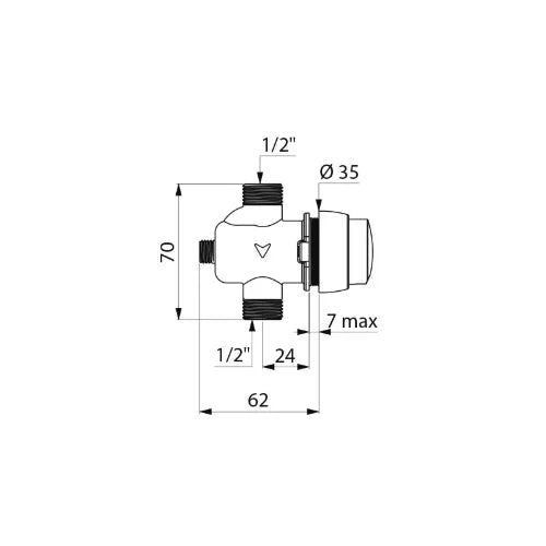 DELABIE TEMPOSOFT 2 urinoir MM1/2" rob. pr panneau 7mm tempo. ~3sec