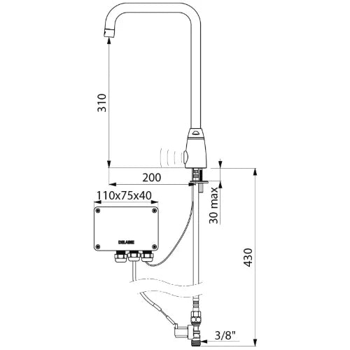 DELABIE TEMPOMATIC PRO lavabo M3/8" rob. 230/12V à bec orientable