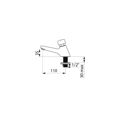 ROBINET DE LAVABO FERMETURE AUTOMAT. DELABIE TEMPOSTOP 1/2 anti blocage ab - contre ecrou 3 vis inox