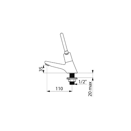 ROBINET DE LAVABO DELABIE TEMPOSTOP 1/2 M chromé temporise - saillie 120 mm - avec poignee