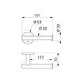 PORTE PAPIER WC 161 - 70 o 20 MM rvs 304 inox satiné montage horizontal ou vertical p. 1rouleau réserve