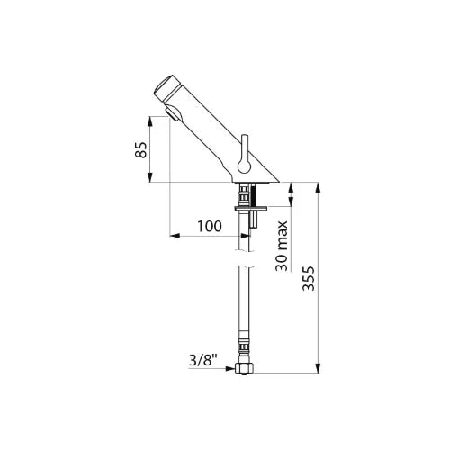 MELANGEUR DE LAVABO DELABIE TEMPOSOFT 2 3/8 chromé temporise a/flexibels s/robinet d'arret,deb.3l/min
