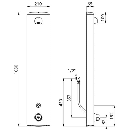 PANNEAU DE DOUCHE DELABIE TEMPOSTOP MM 210 - 66 o 1044 ! thermostat - batterie 6v - alim. cachée