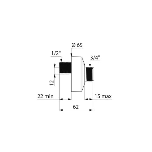 DELABIE 2 x Raccords décalés STOP/CHECK M1/2"-M3/4", entraxe 12 mm
