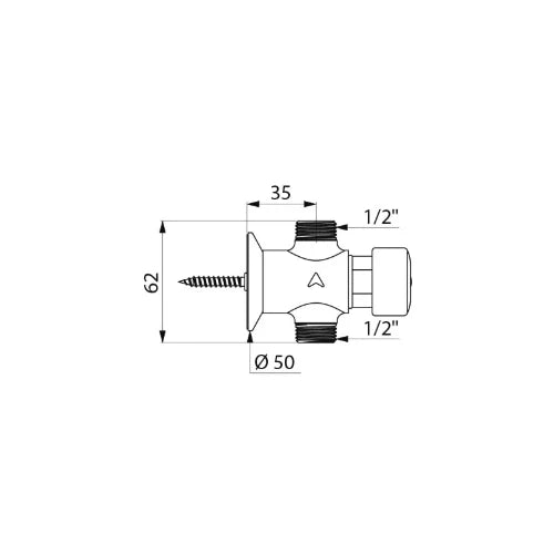 ROBINET TUB DE DOUCHE DELABIE TEMPOSTOP 1/2 M X 1/2 M temporise - debit reglable