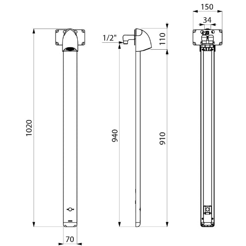 DELABIE SPORTING pann. dche therm. alu alim cachée M1/2'', pile 6V