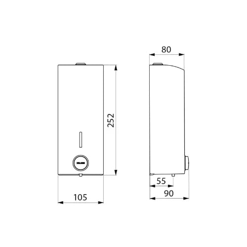 DISTRIBUTEUR SAVON DELABIE 1 104 - 89 o 252 ! inox satiné antivandalisme avec serrure -anti goutte-anti bloc