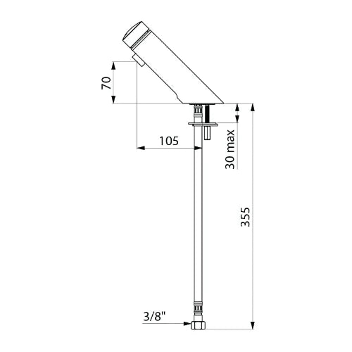 Delabie Tempomix 3 mitigeur lavabo F3/8 bouton poussoir,temporisé,durée 20sec,3l/min deb.