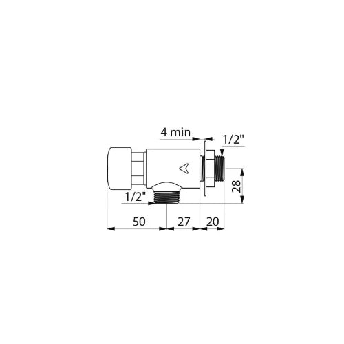 DELABIE TEMPOSTOP lav. M1/2" rob. mural brut éq. pr lave-mains ~7sec